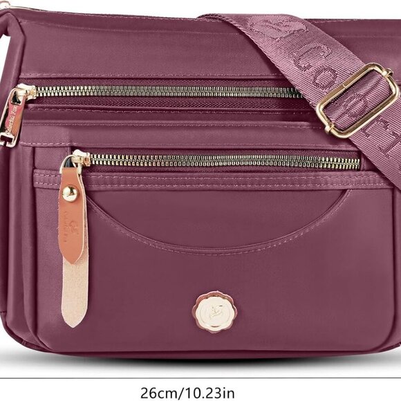 Crossbody Bag Women Nylon Water Resistant Multiple Pockets Travel Purse - Picture 6 of 6